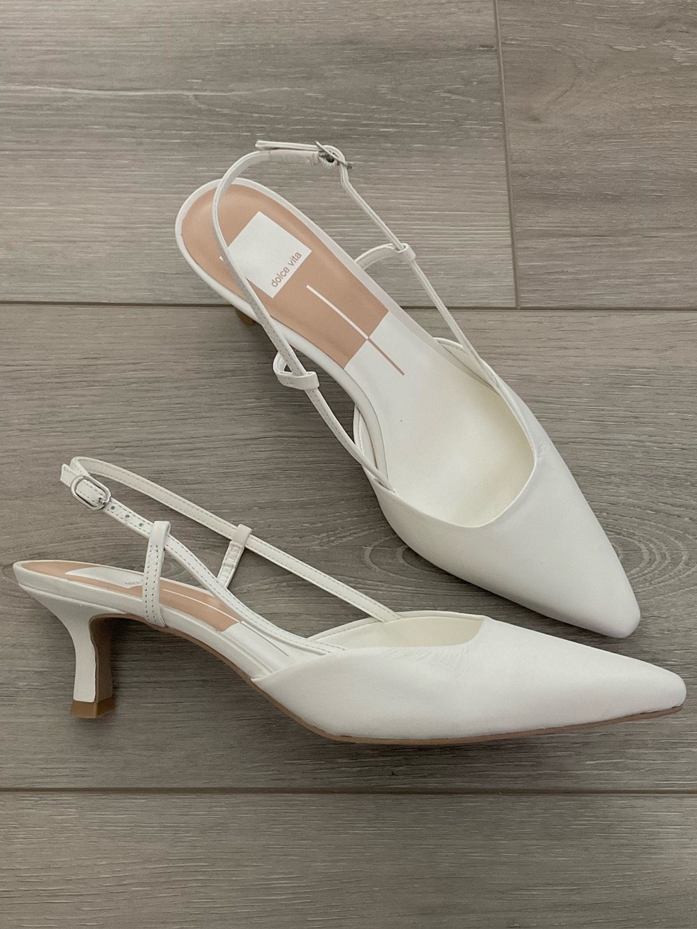 DOLCE VITA Odela Slingback Heels in White Leather Size 8 NEW